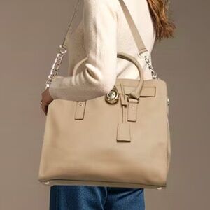 Michael Kors Hamilton Large Leather Tote Chain Strap